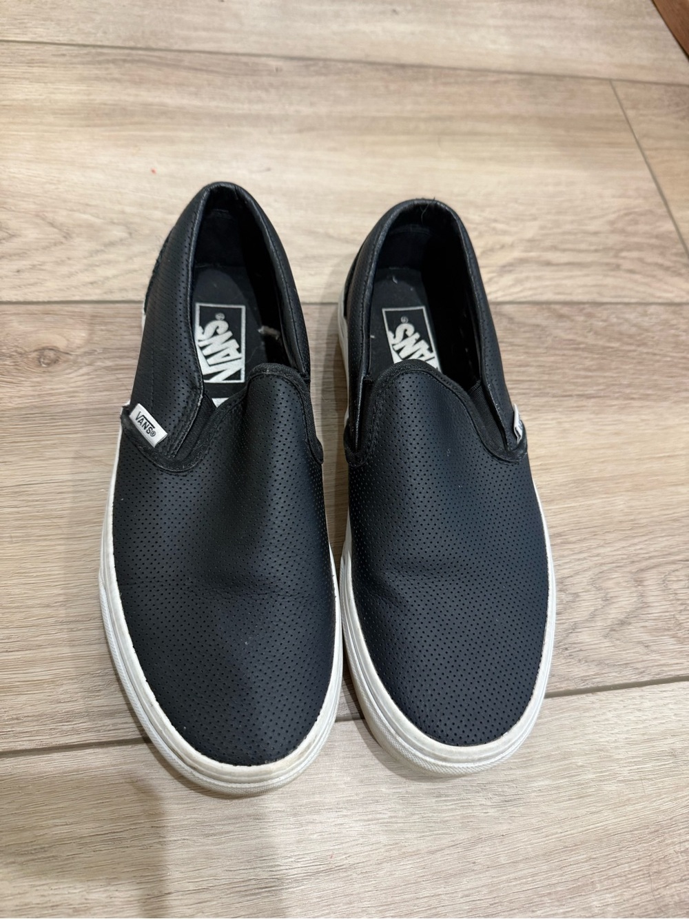 Vans Black Perforated Slip-On Sneakers with White Sole